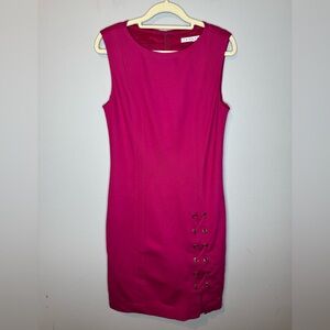 Trina Turk Fuchsia Dress with Lace-Up Detail medium pink sleeveless